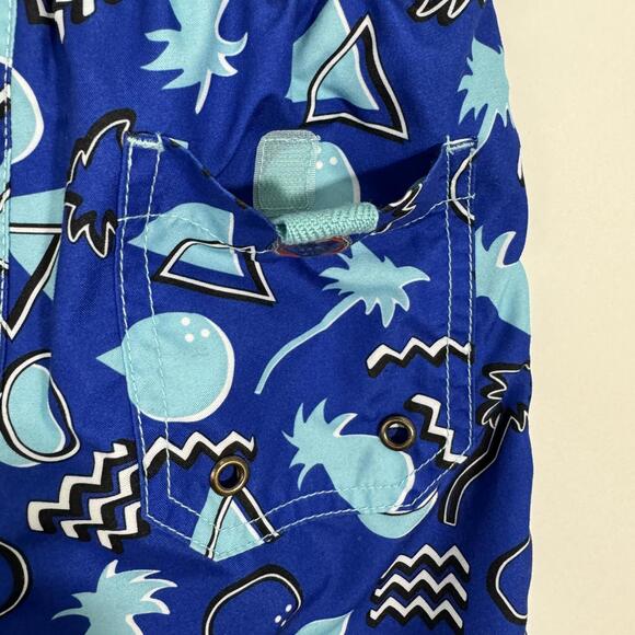 Beach Bros Little Boy Size 6 Blue 80's Retro Pineapple Print Swim Trunks Shorts - Picture 8 of 8